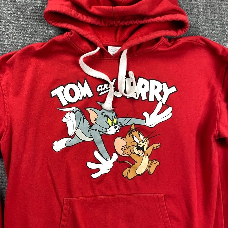 Tom & Jerry Hoodie Girls XXL 19 Yrs Red Pullover Drawstring Graphic Cotton Blend - Image 2 of 4