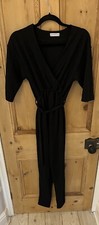 BLUEBELLE MATERNITY Black JUMPSUIT size 10 SLEEVES Work WEDDING playsuit