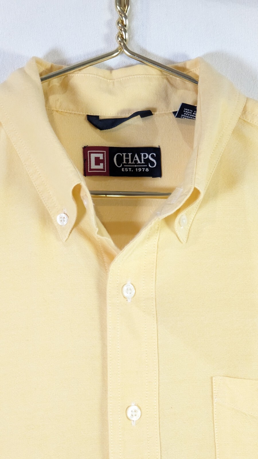 Chaps Solid Yellow 100% Cotton Large Long Sleeve … - image 10