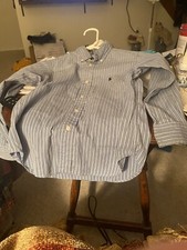 Ralph Lauren boys Size 6 Blue White Black Striped Dress Shirt