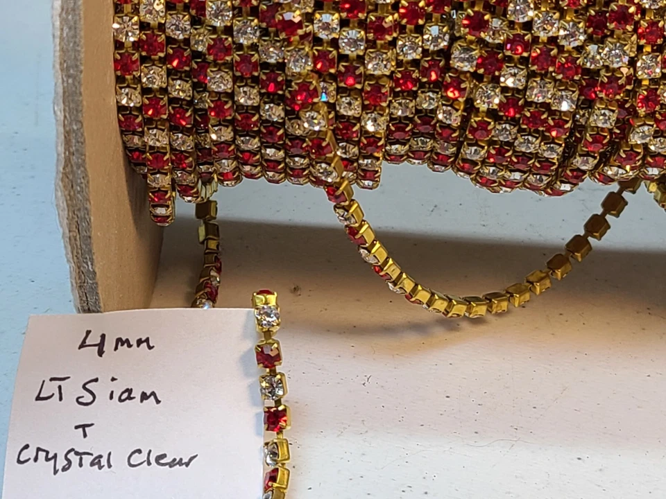 Conjunto de corrente de cristal Swarovski strass vintage 4 mm 1 pé conjunto de artesanato de joias - Imagem 3 de 4