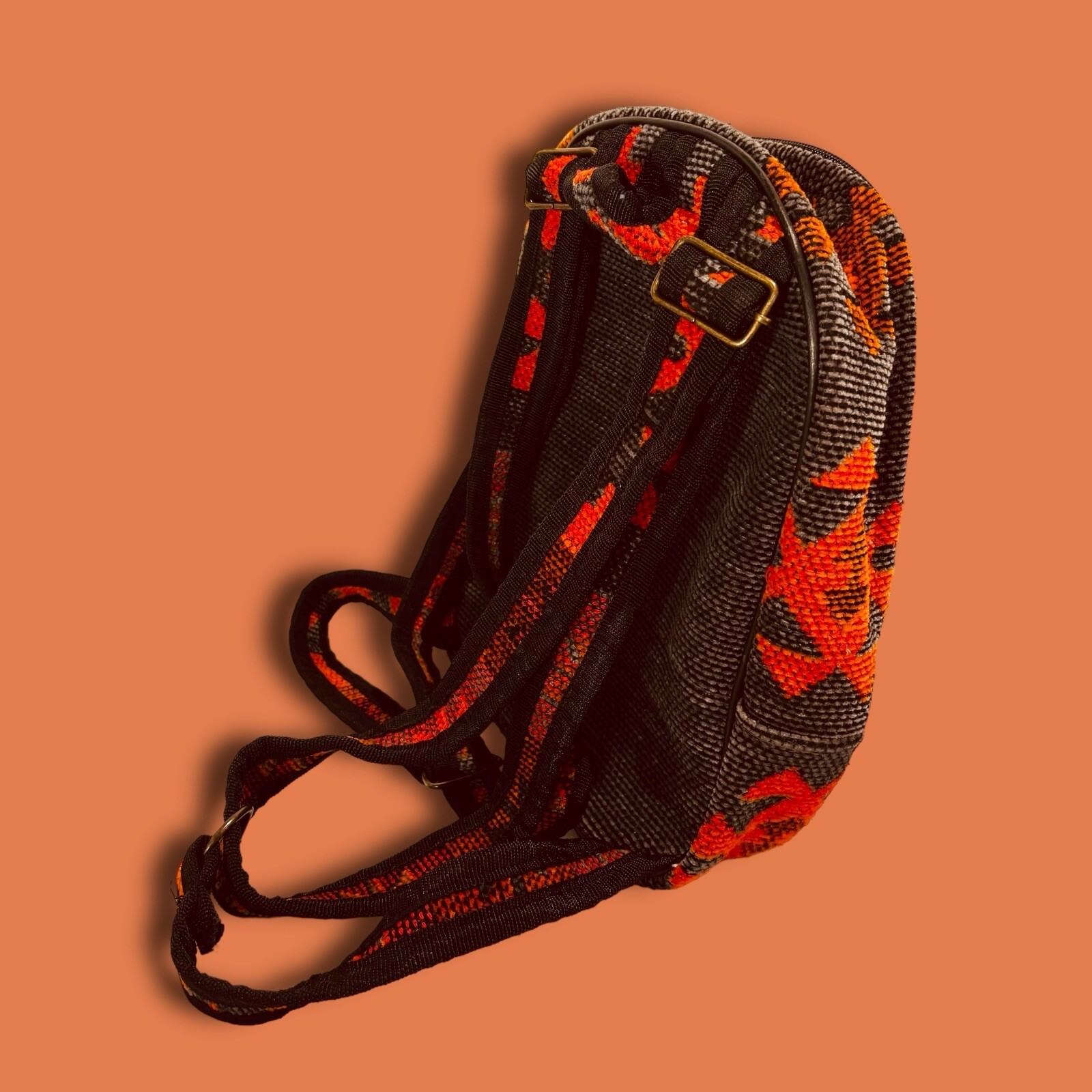 Hand Knit Wool Aztec Pattern Backpack. - image 3