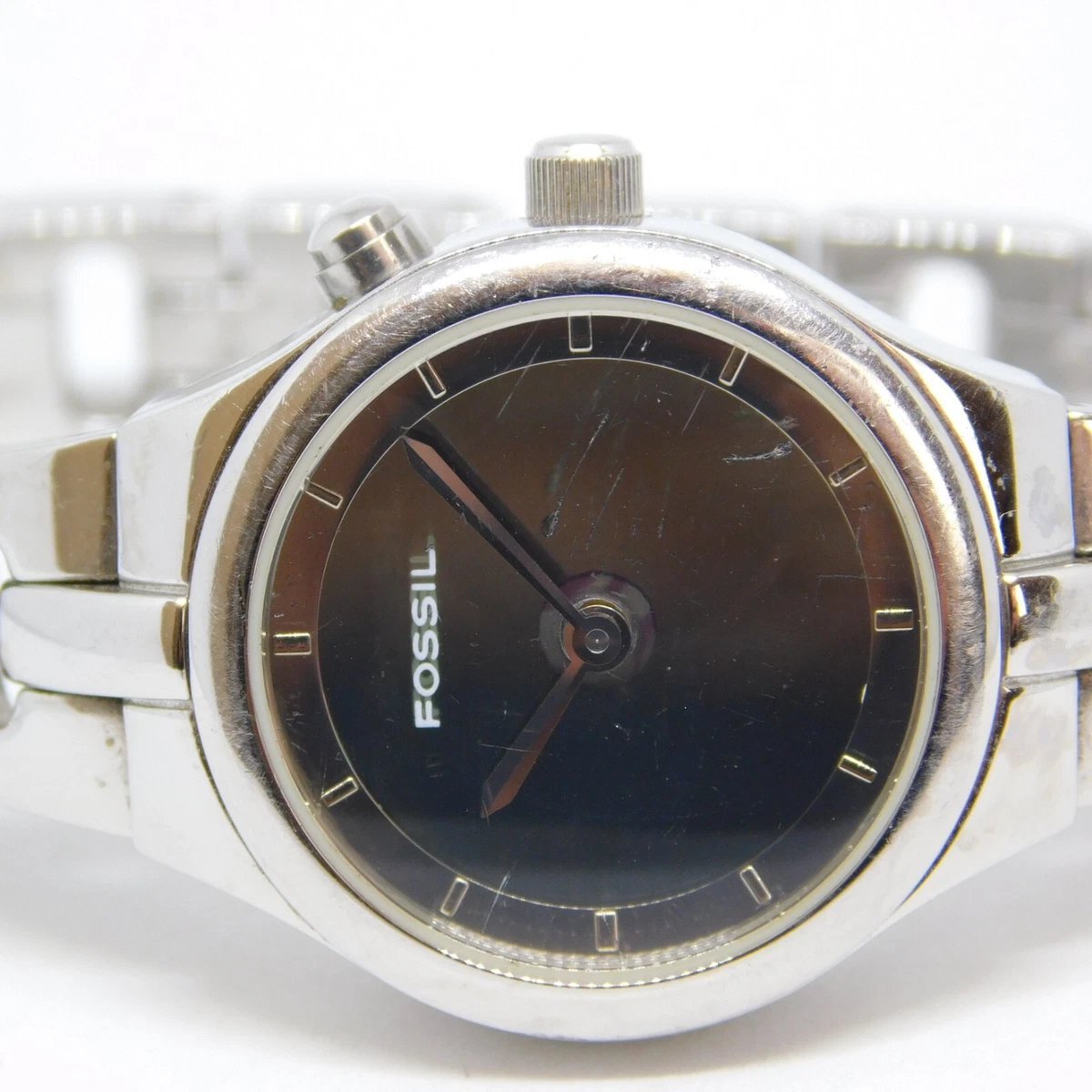 FOSSIL Big Tic ES 9852 All Stainless Steel Women s Watch Sz. 5 1 2