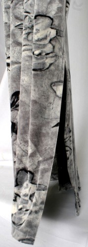 Women's Gray Black on Gray Soft Velvet Floral Side Slits Sleeveless Maxi Dress - Picture 8 of 9
