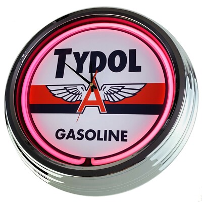 N-0643 Wanduhr ''Tydol Gasoline'' Küche Deko Esszimmer Neonuhr Wohnzimmer Büro Uhr