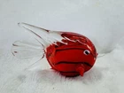 Vintage Murano Glass Art Glass Fish Red & Opalescent Haze Small Paperweight EUC