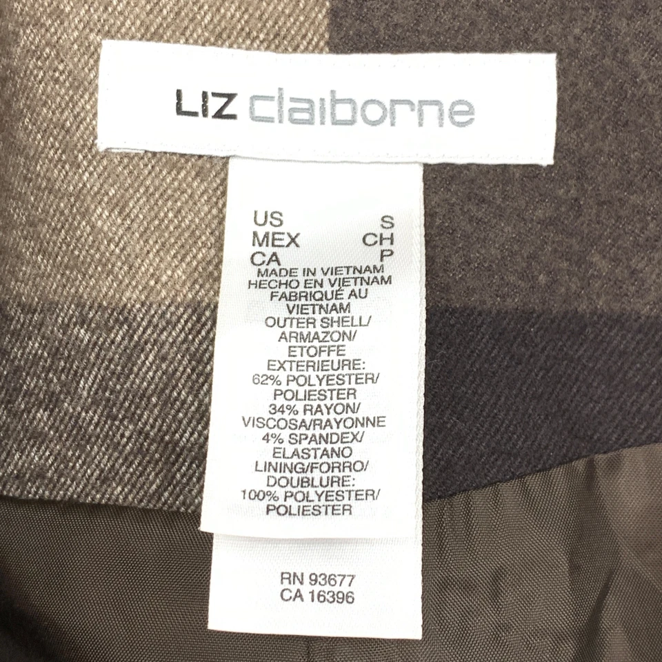Liz Claiborne Talla Pequeña Audaz Cuadros Columpio Chaqueta Abrigo 1904 Forrado Doble Pecho Foto 3 de 4