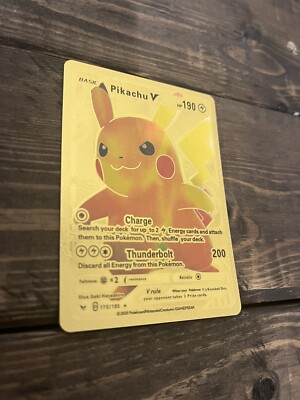 Pokemon Pikachu V 190HP Gold Foil Fan Art Card 170/185 | eBay