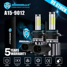 6-sides HIR2 9012 LED Headlight Bulbs Kit High Low Beam 6500K White Super Bright