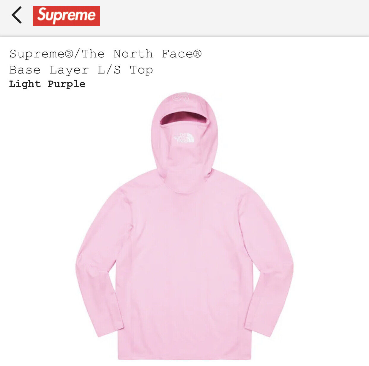 Supreme x The North Face Base Layer Long Sleeve - Light Purple