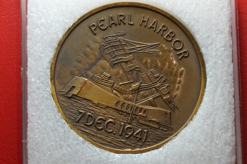 AMERICAN USS ARIZONA PEARL HARBOUR 7 DEC 1941 BRONZE MEDAL #TRA23 - Picture 4 of 7
