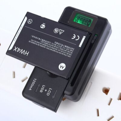 Universal Ladegerät Charger mit USB Anschlus für Handy Kamera Lithium Schwarz