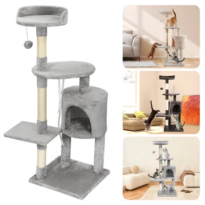 U`KING Katzenbaum Kratzbaum Kletterbaum Sisal mit Höhle Stabil Katzenmöbel 112 cm