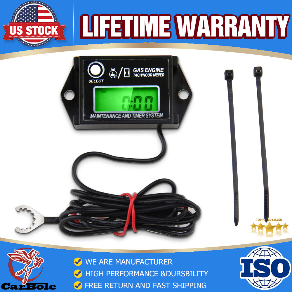 Waterproof Tachometer Tiny Tach / Digital Hour Meter Spark Boat For Small Engine