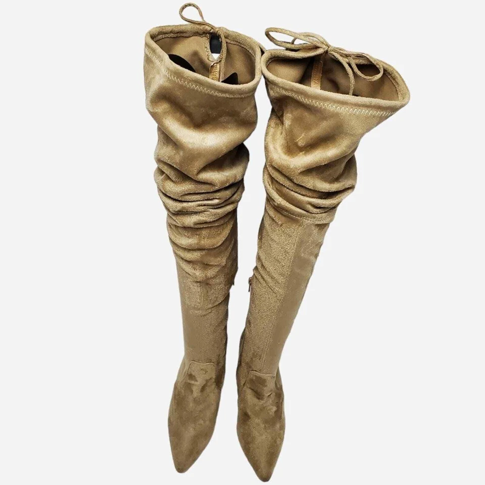 Bota de gamuza punta sobre las rodillas hasta el muslo tacón elástico talla 36 Foto 3 de 4