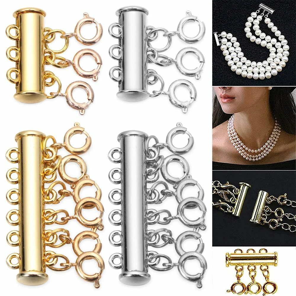 Jewelry Clasps Necklace Spacer Clasp Tube Lock Connectors Slide Clasp Lock