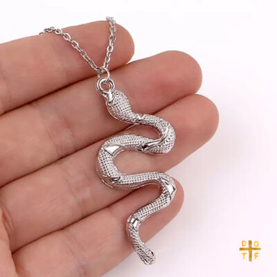 Snake Pendant Necklace Stainless Steel with 18 Inch Necklace
