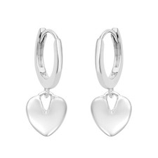 925 Sterling Silver Plated Heart Shape Dainty Huggie Hoop Simple Kids Earrings