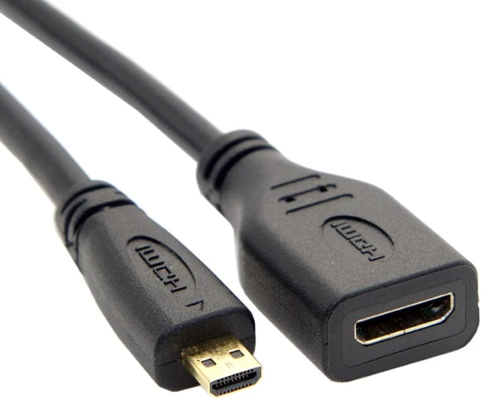 Micro HDMI Type D Male To HDMI Type A Female Cable Adapter Converter Connector - Image 2 of 4