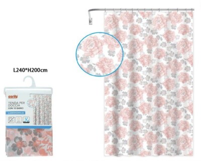 x Duschvorhang Anti Schimmel Wasserdicht 240x200cm mit Ringen Bad Blumen 87576 dfh