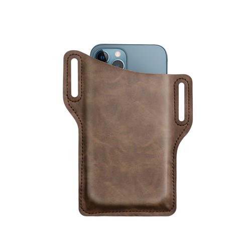 Men Vertical PU Leather Pouch with Waist Belt Loop Cell Phone Holster Wallet Bag - Picture 33 of 42