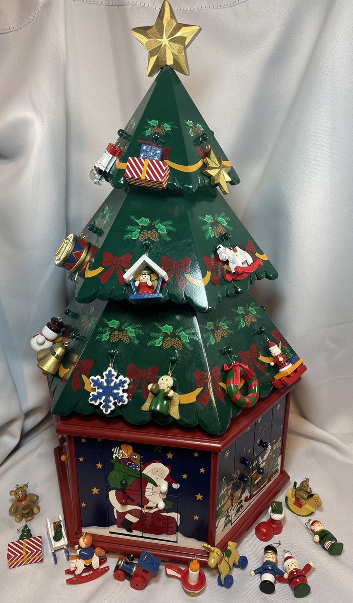 Kirkland Signature Wooden Christmas Tree Advent Calendar With All 24  Ornaments | eBay