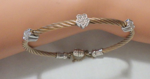 EDELSTAHL ARMBAND MIT DIAMANT AKZENT AUF PLATTE OBEN 7"
