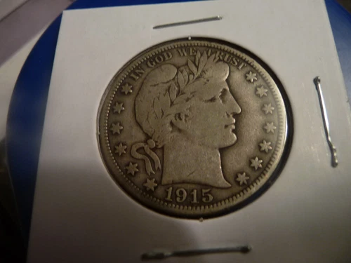 1915 D circulated Barber half dollar in fine condition