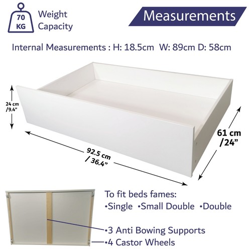 White Solid Wooden Bed Frame Single 4ft Double King Size Bed With Mattress Pine