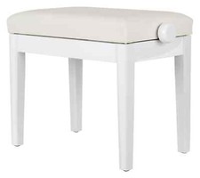 Banquette Piano Clavier Tabouret Banc Reglable Croise Similicuir Blanc Brillant