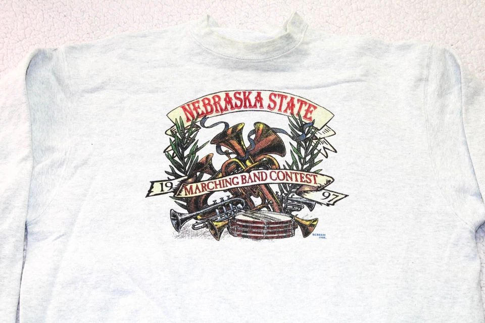 Sudadera Gris Vintage Concurso Banda Marchante del Estado de Nebraska 1997 Adulto XL Foto 2 de 4