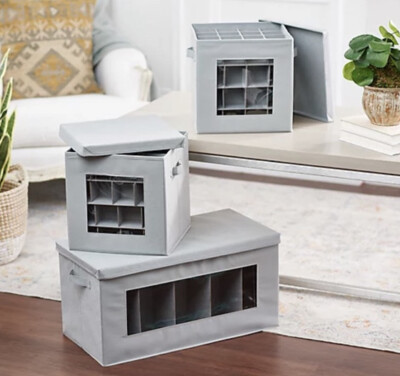 Tidy & Co. 3-Piece Multi-Purpose Collapsible Storage Light Grey Scroll