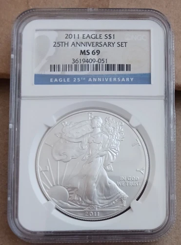 2011 American Silver Eagle 25th Anniversary Set NGC MS 69 PQ