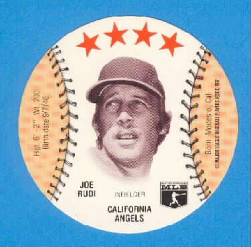 1977 Zip 'N Z Disc JOE RUDI California Angels | eBay