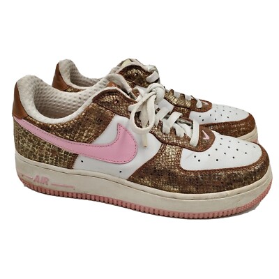 Nike 309439-262 Air Force Premium Snakeskin Gold White Pink