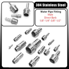 304 Stainless Steels BSP Taper Thread/Hose Tail End Connector Fitting 1/8"~1/2"
