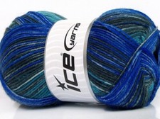 Sock Yarn, Blue Grey Turquoise, Ice Yarns