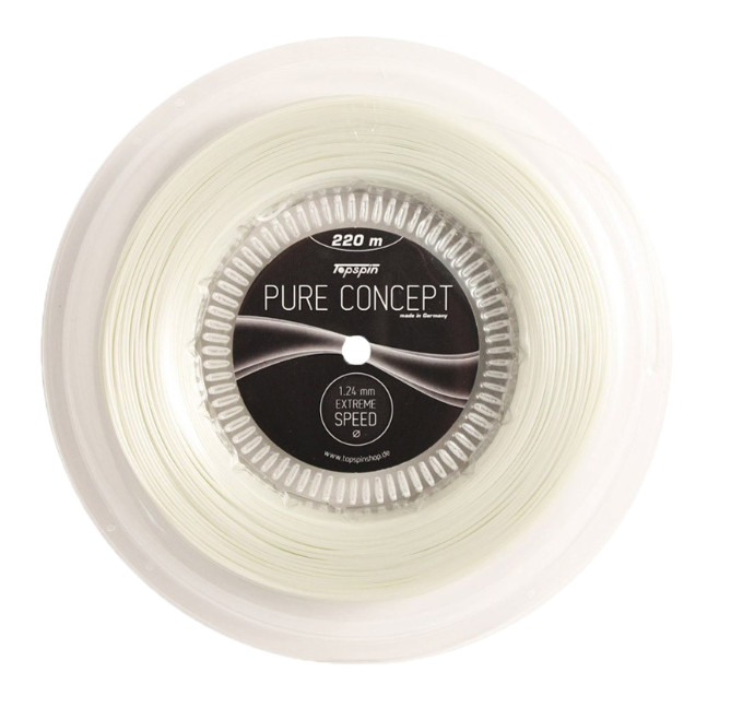 Теннисная струна для ракетки Topspin Pure Concept 1,24 мм 220 м Белая NWT