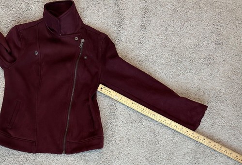 Old Navy Faux Suede Womens Burgundy / Merlot Moto Stretch Jacket Size XS - Picture 9 of 10