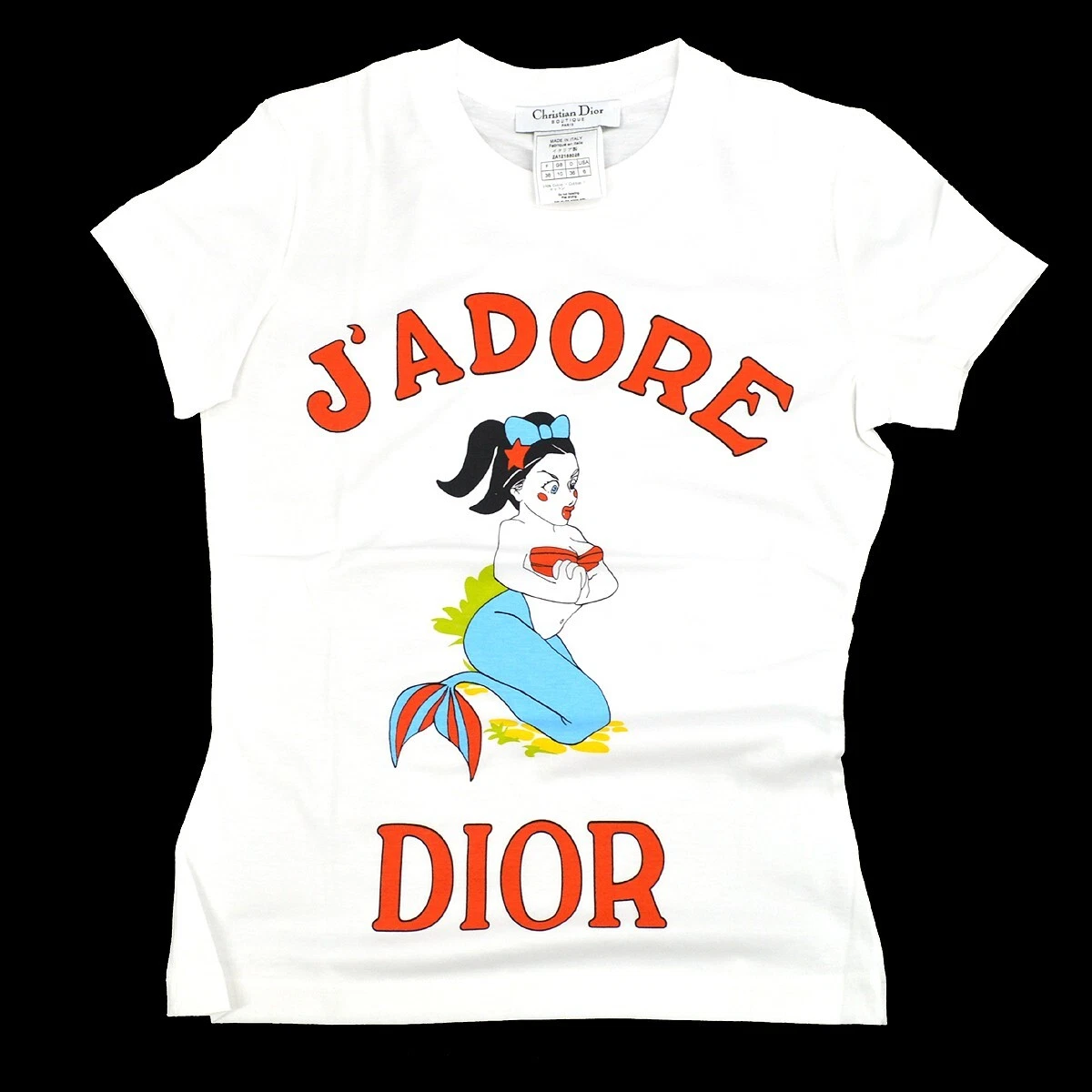 Christian Dior 2A12155028 #38 Short Sleeve T-Shirt Tops White Red 55186