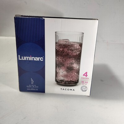 NIB Luminarc Tacoma Cooler Drinking Beverage Glasses 262993 Set of 4 Clear 16 oz