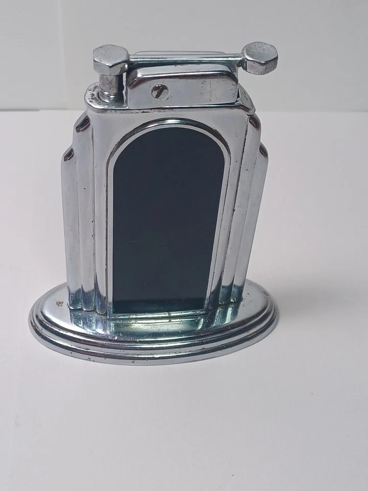 Encendedor de mesa esmaltado negro con motivo rascacielos decorativo Elgin Otis de 1930 JGBx26 Foto 4 de 4