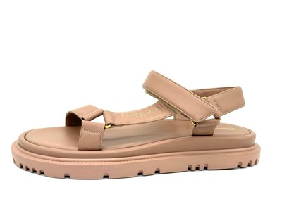 DIOR D-WAVE D WAVE Leather Dad Flat Platform Sandals Shoes Powder $1150
