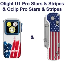 Olight Oclip Pro Stars & Stripes Clipon Flashlight & U1 Pro Stars & Stripes Tool