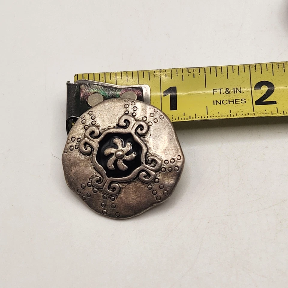 Pendientes Express Tono Plata Clip-On Texturizados Disco Redondo Floral Pergamino Boho Foto 4 de 4