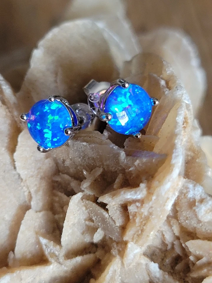 boucles d'oreilles Opale Bleue Pailleté  - Imagen 2 de 4