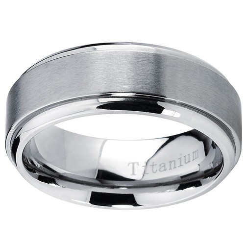 8MM High Polish, Matte Finish Men's Titanium Ring Wedding Band Sizes 7 to 15 - Picture 2 of 5