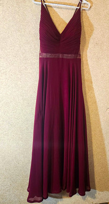 Vera Mont Burgundy Chiffon V-Neck Sleeveless Pleated Maxi Dress XL NWT