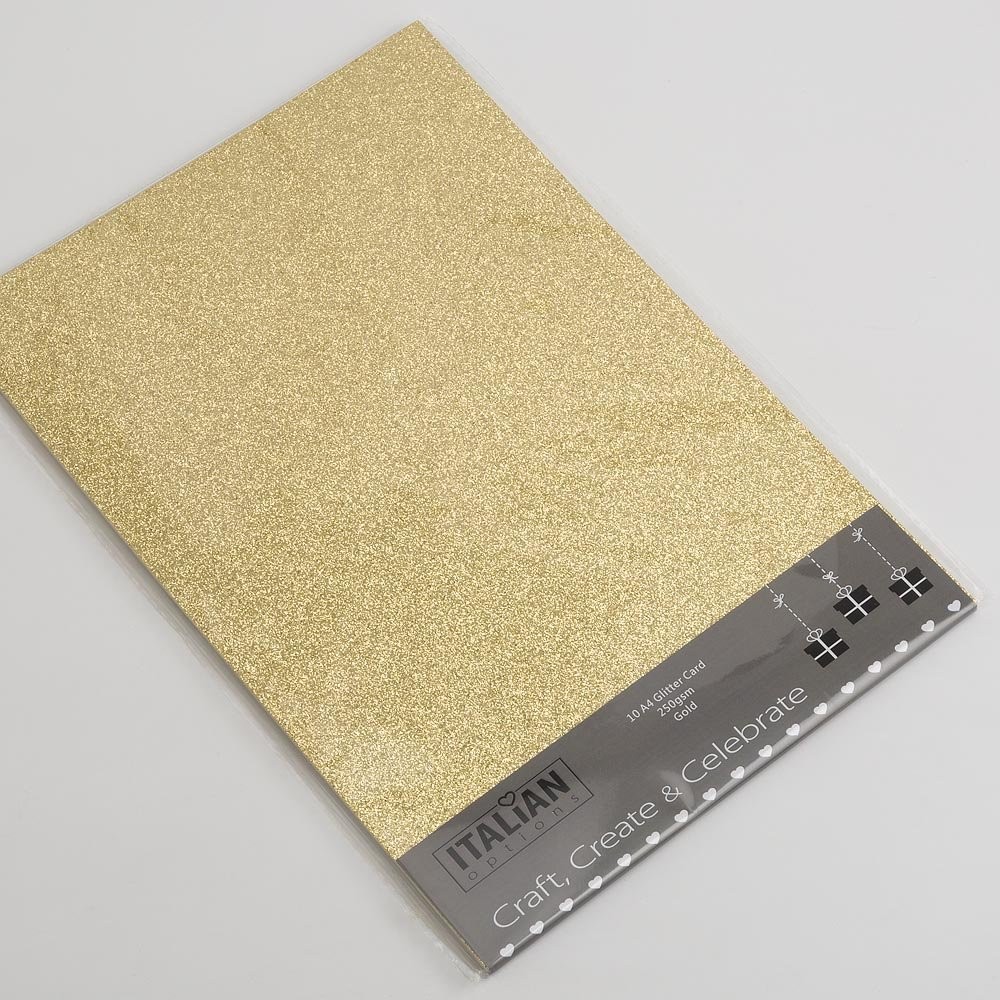 Italian Options Non-Shed Glitter Cardstock Paper, Sturdy A4, Gold