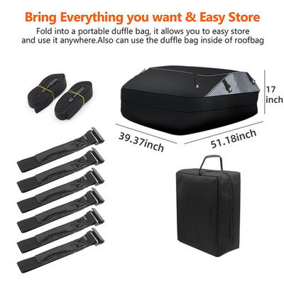 20/25 Cu.Ft. Car Roof Rack Luggage Bag Rooftop Cargo Carrier Roof Bag Waterproof